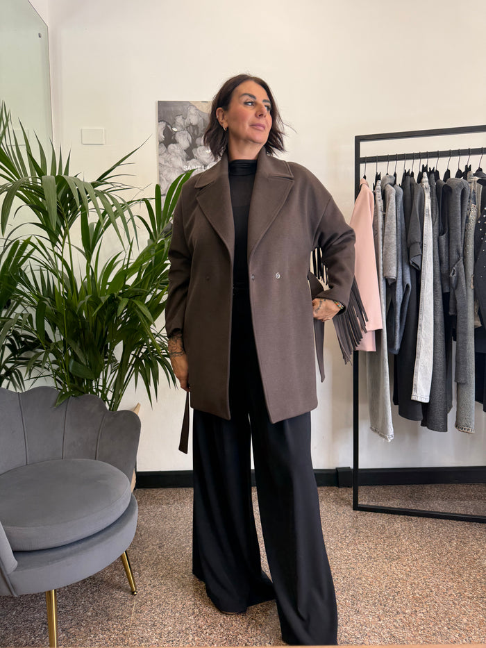 Please Cappotto con Frange e Cintura