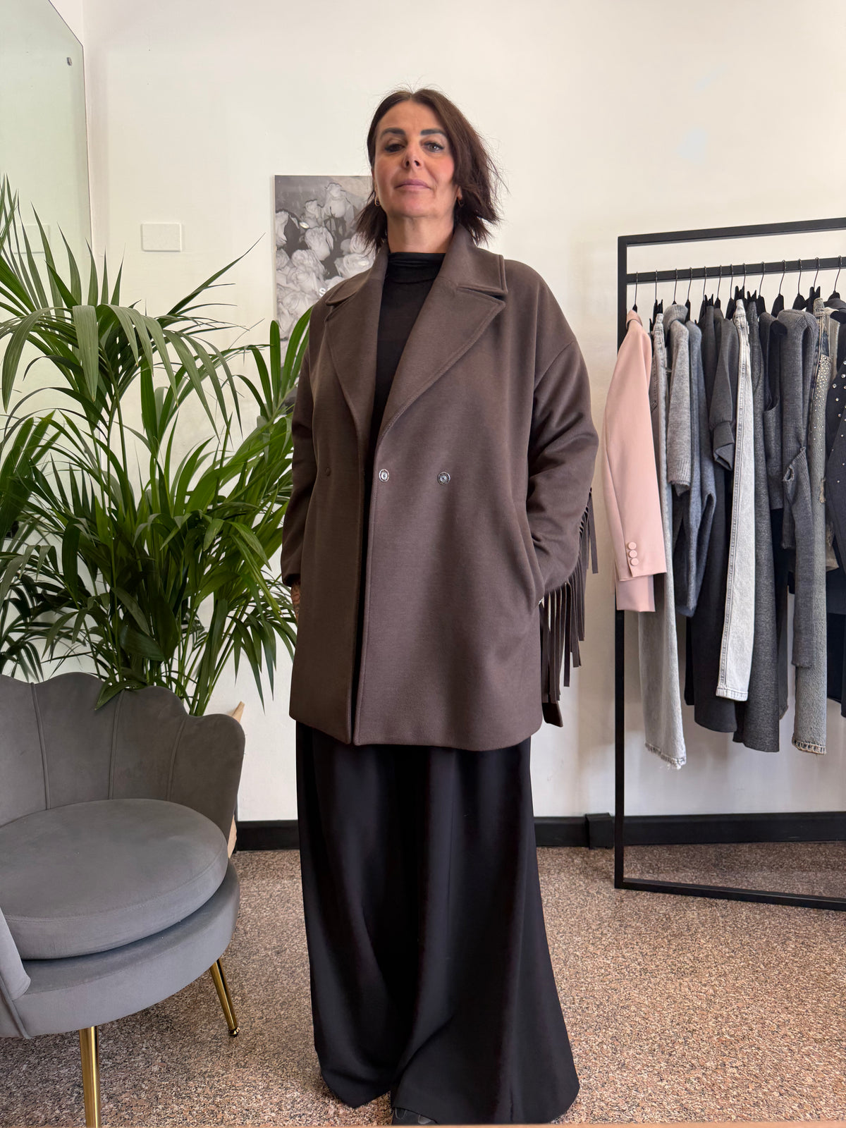 Please Cappotto con Frange e Cintura