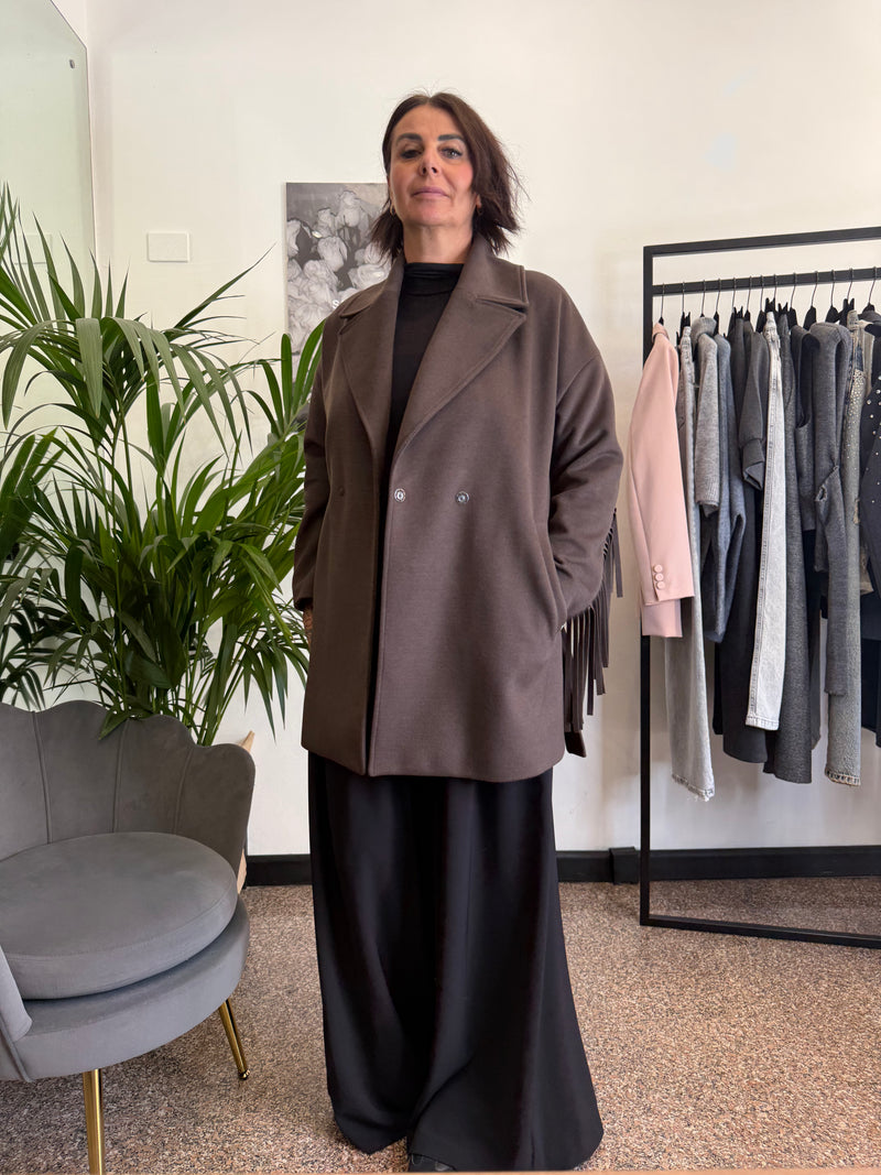 Please Cappotto con Frange e Cintura