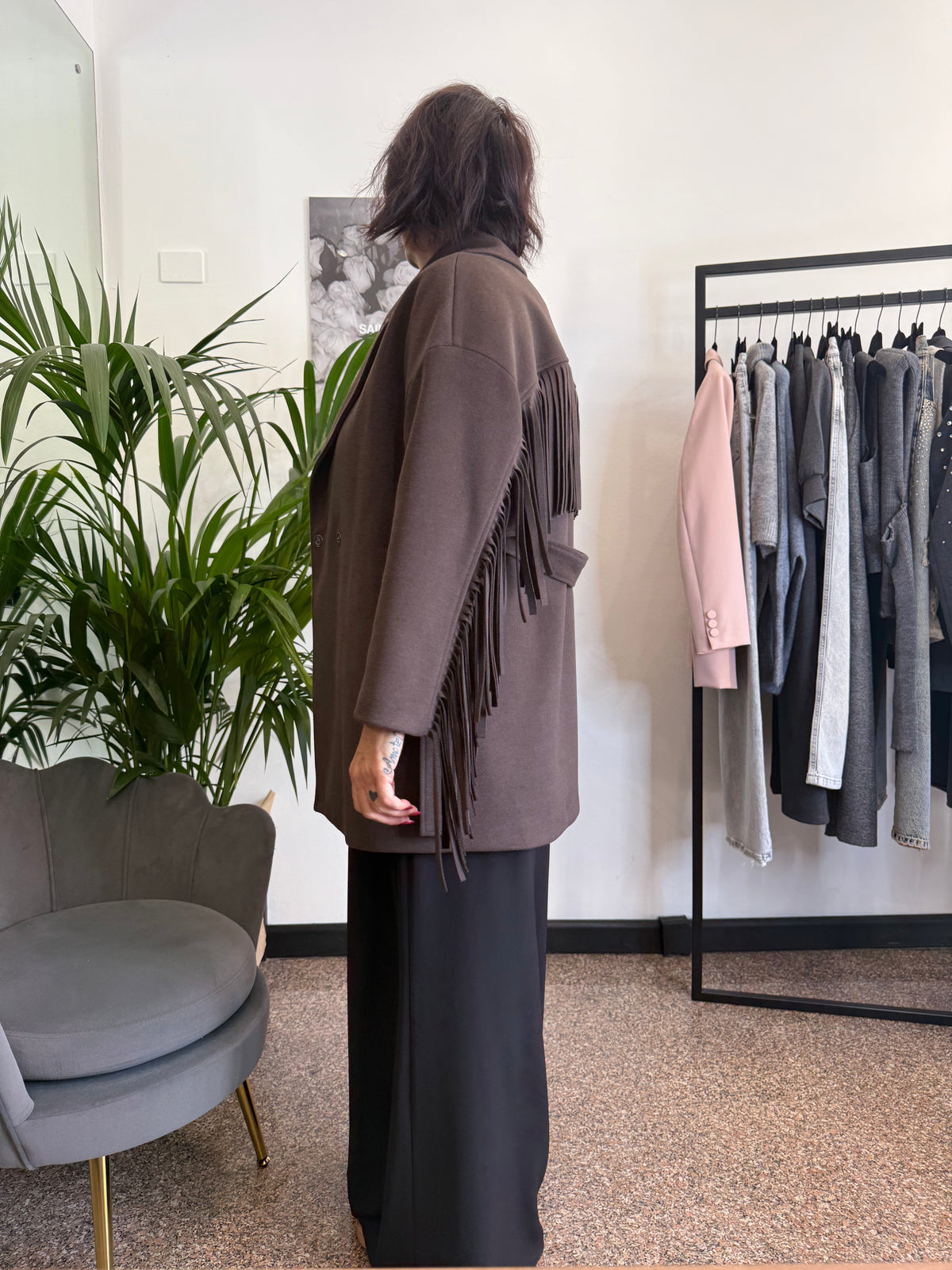 Please Cappotto con Frange e Cintura