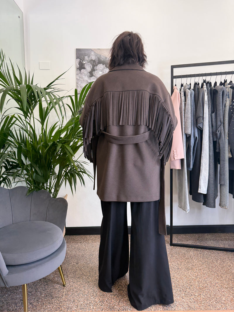 Please Cappotto con Frange e Cintura