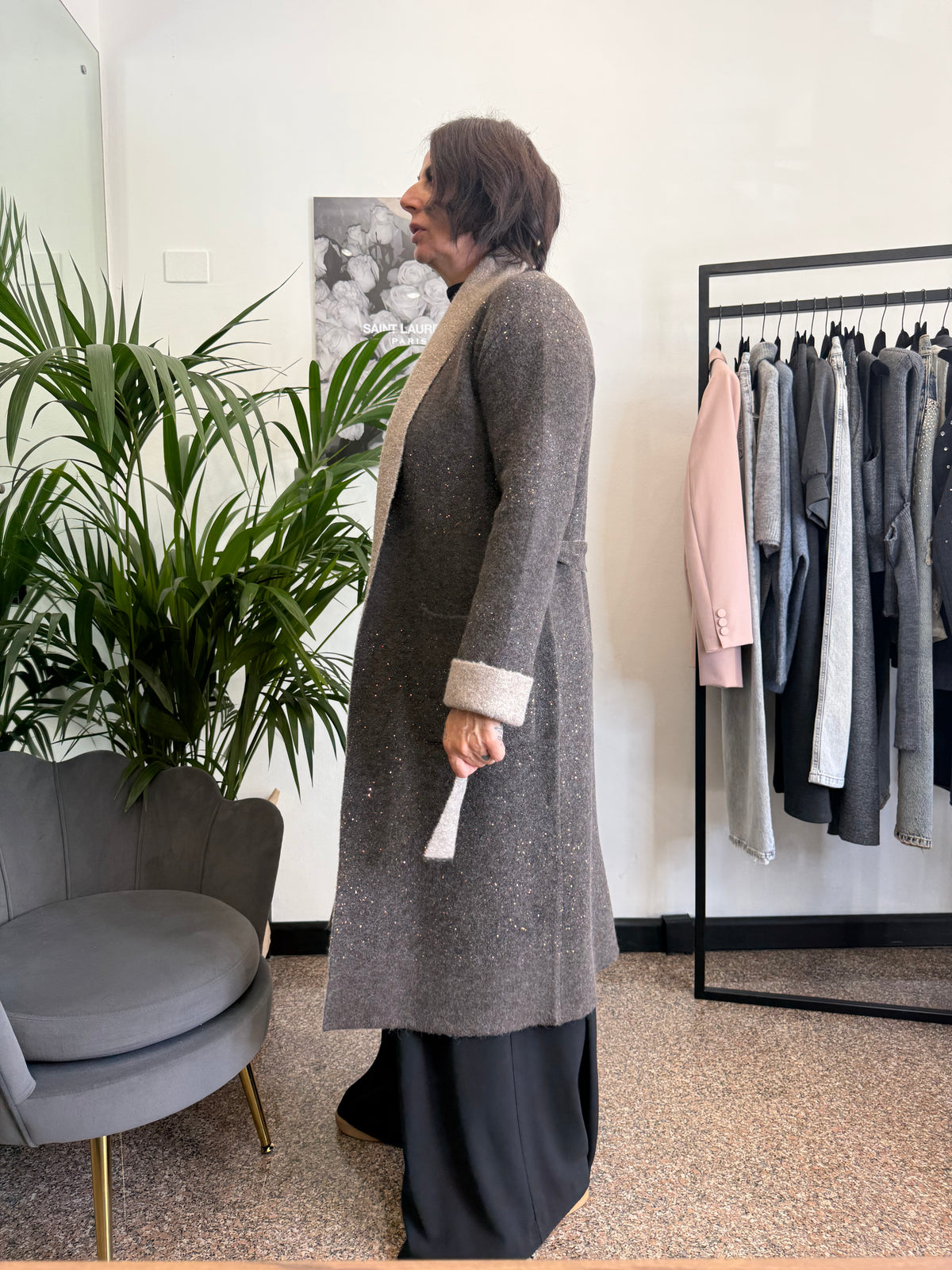 Vicolo Cappotto in Maglia con Strass